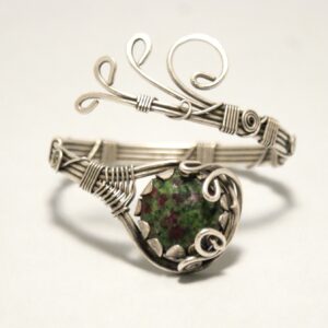 Dragon Bloodstone Bracelet, Gemstone Cuff Bracelet For Women, Green Stone Cuff Bracelet