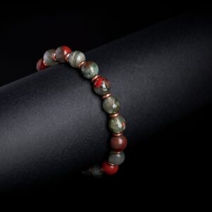 Genuine Bloodstone raw solid copper stretch bracelet