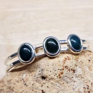 Green Bloodstone cuff bracelet. March birthstone. Crystal Reiki jewelry uk. Silver plated cuff
