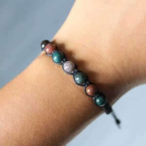 Handmade Bloodstone Bead Bracelet, Unisex Grounding Stone Jewelry