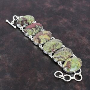 Handmade Dragon Bloodstone Bracelet: 925 Sterling Silver Adjustable Chain