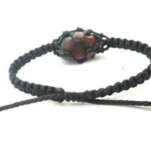 Bloodstone Macrame Bracelet, Adjustable Unisex Design Bloodstone Macrame Bracelet, Adjustable Unisex Design