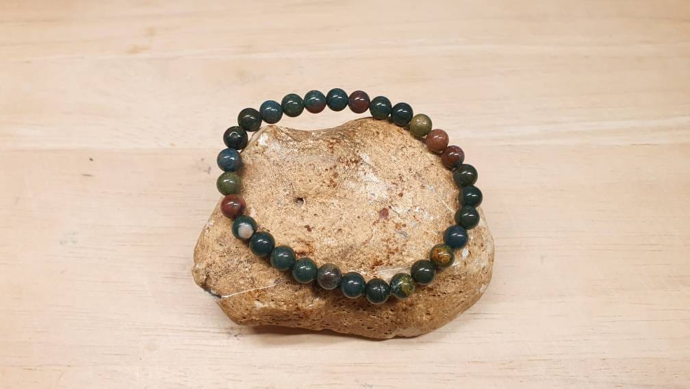 Bloodstone Bracelet. March Birthstone. Elastic Stretch Stacking Bracelets 6mm Stones 19cm Crystal Reiki Jewelry Uk