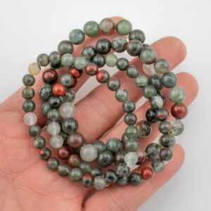 Natural Blood Stone Bracelet Smooth Round Size 6mm And 8mm- Handmade In Usa- Approx. 7" Bracelet Crystal Bracelet