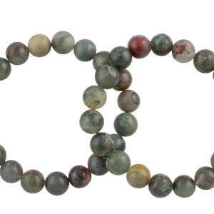 Natural Bloodstone - Bracelet Smooth Round Size 10mm And 12mm- Handmade In Usa- Approx. 7-7.5" Bracelet Crystal Bracelet- Lgs