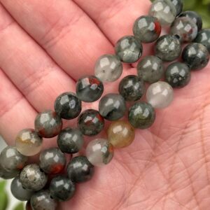 Bloodstone Bracelet | 6-8mm | - No. 664 (polished Green & Red Crystal Jewelry, Heart Chakra, Courage)