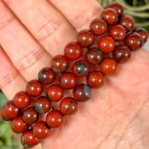 Super Red Bloodstone Bracelet | 8-9mm | - No. 786 (polished Red Crystal Jewelry, Heart Chakra, Compassion)