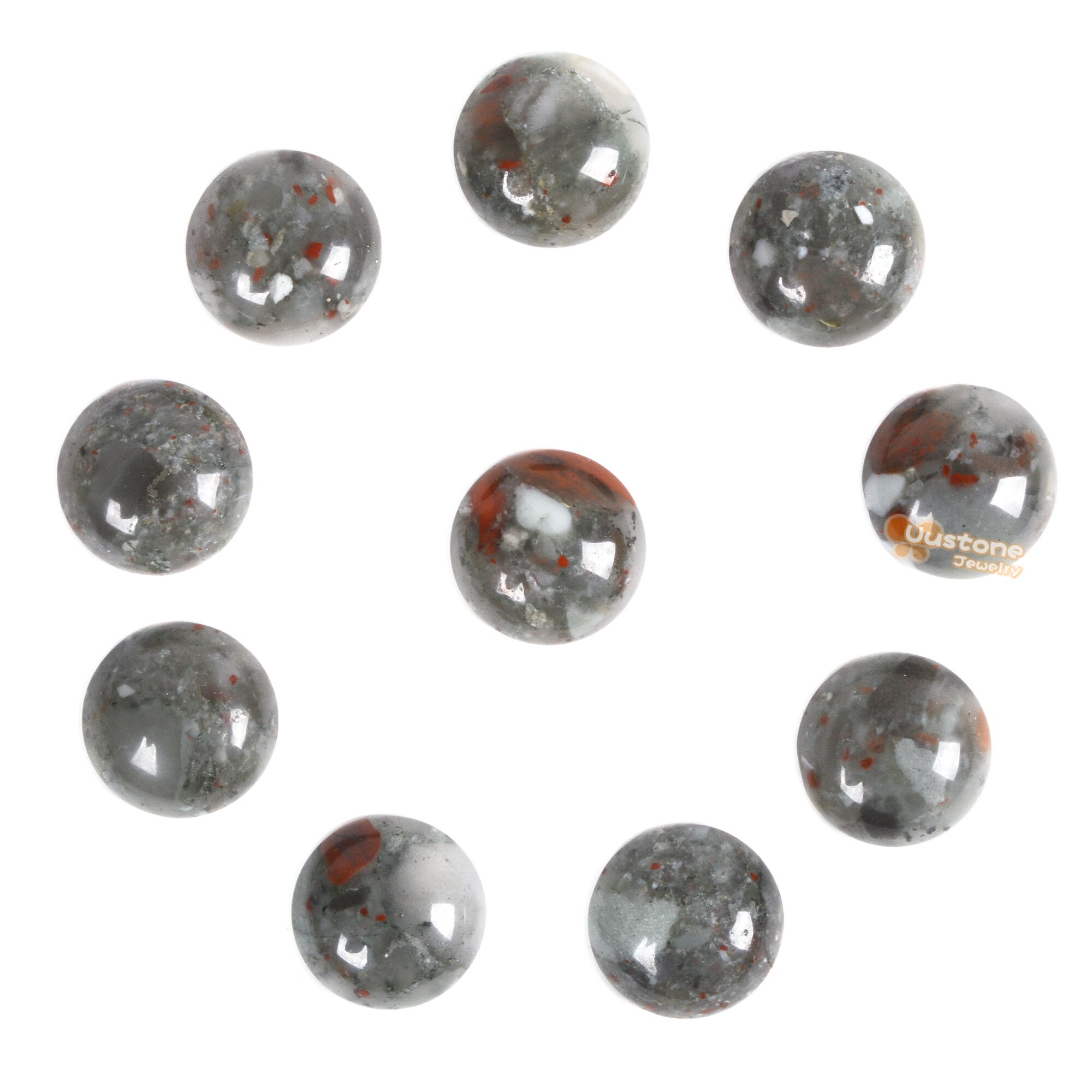 16mm African Bloodstone  Gemstone Round Flatback Cab Cabochon Stone Loose Stone Cab Diy Jewelry Making Stone