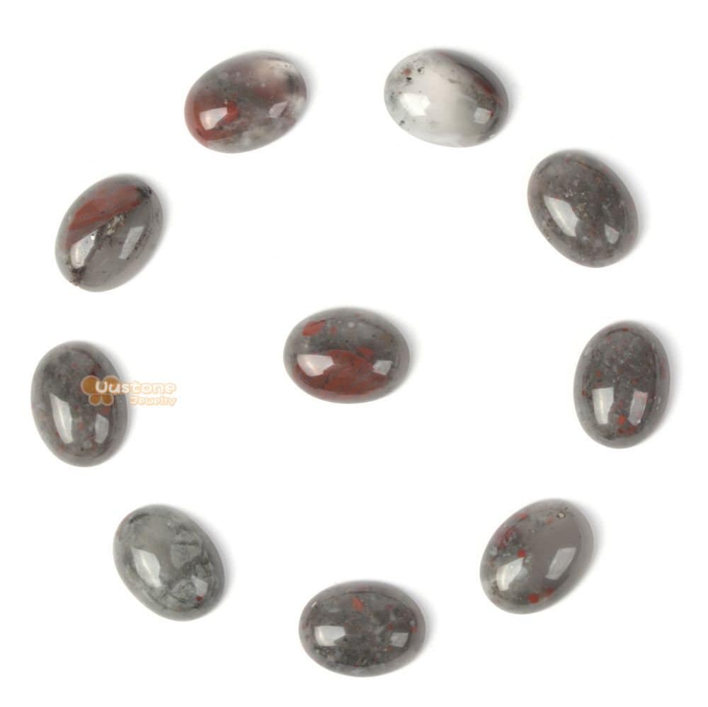 16mm Natural African Bloodstone Gemstone Oval Flatback Cab Cabochon