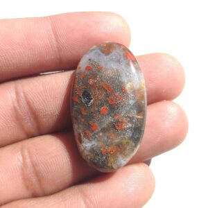 African Bloodstone Cabochon: Oval Gemstone Pendant (37x22x7 MM, 45.2 Carat)