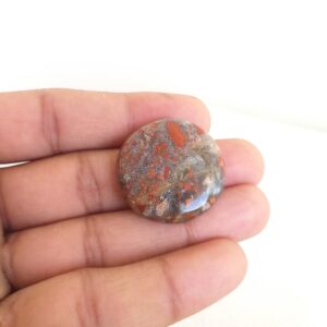 African Bloodstone Cabochon: Round Gemstone, Jewelry Making (29x7 MM)