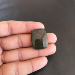 Baguette Bloodstone Cabochon: 32.5 Carat Gemstone Pendant (27x22x6 MM
