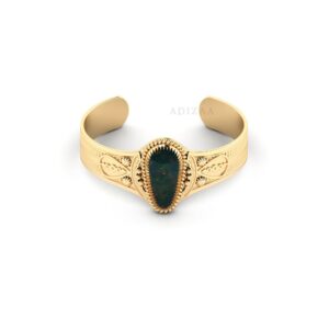 Bloodstone Cuff Bracelet, Handmade Bloodstone Fancy Cabochon Cuff Bangle For Women, 18k Gold Filled Handmade Gemstone Bangle