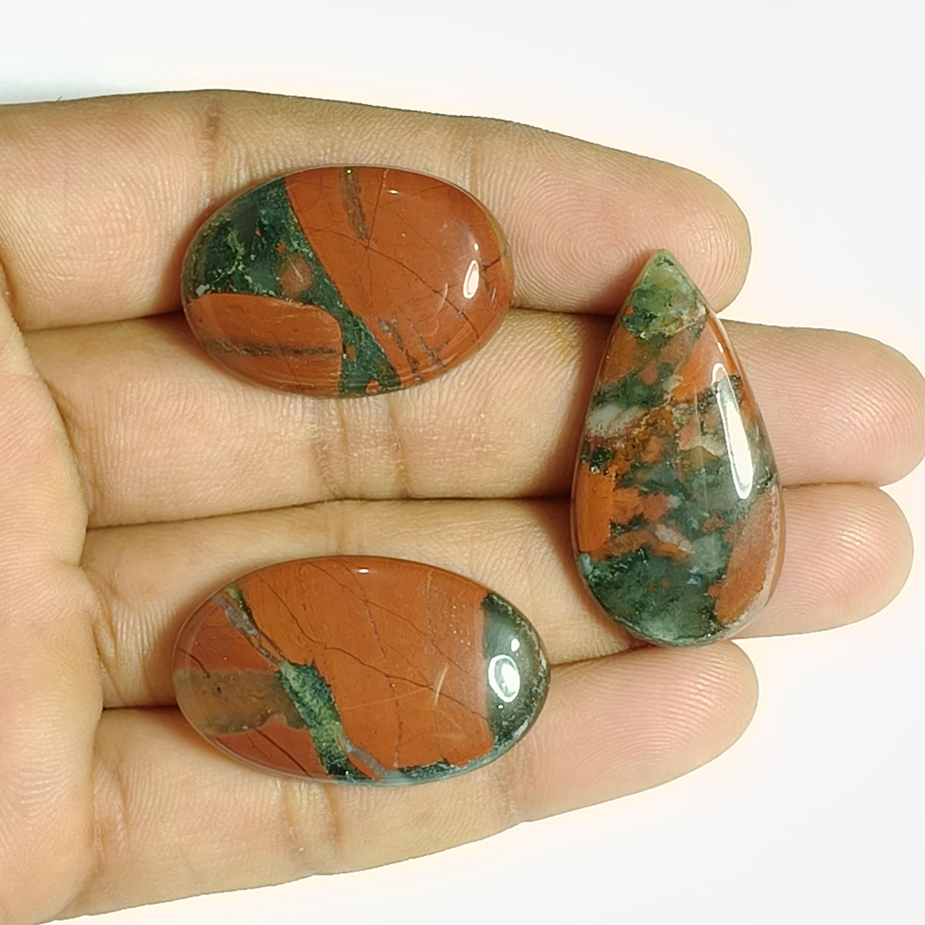 Bloodstone Cabochon Lot: Natural Gemstone Jewelry Making, 99cts