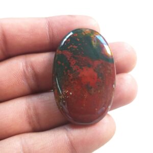 Natural Bloodstone Cabochon: Oval Gemstone Pendant (42x27x5 MM)