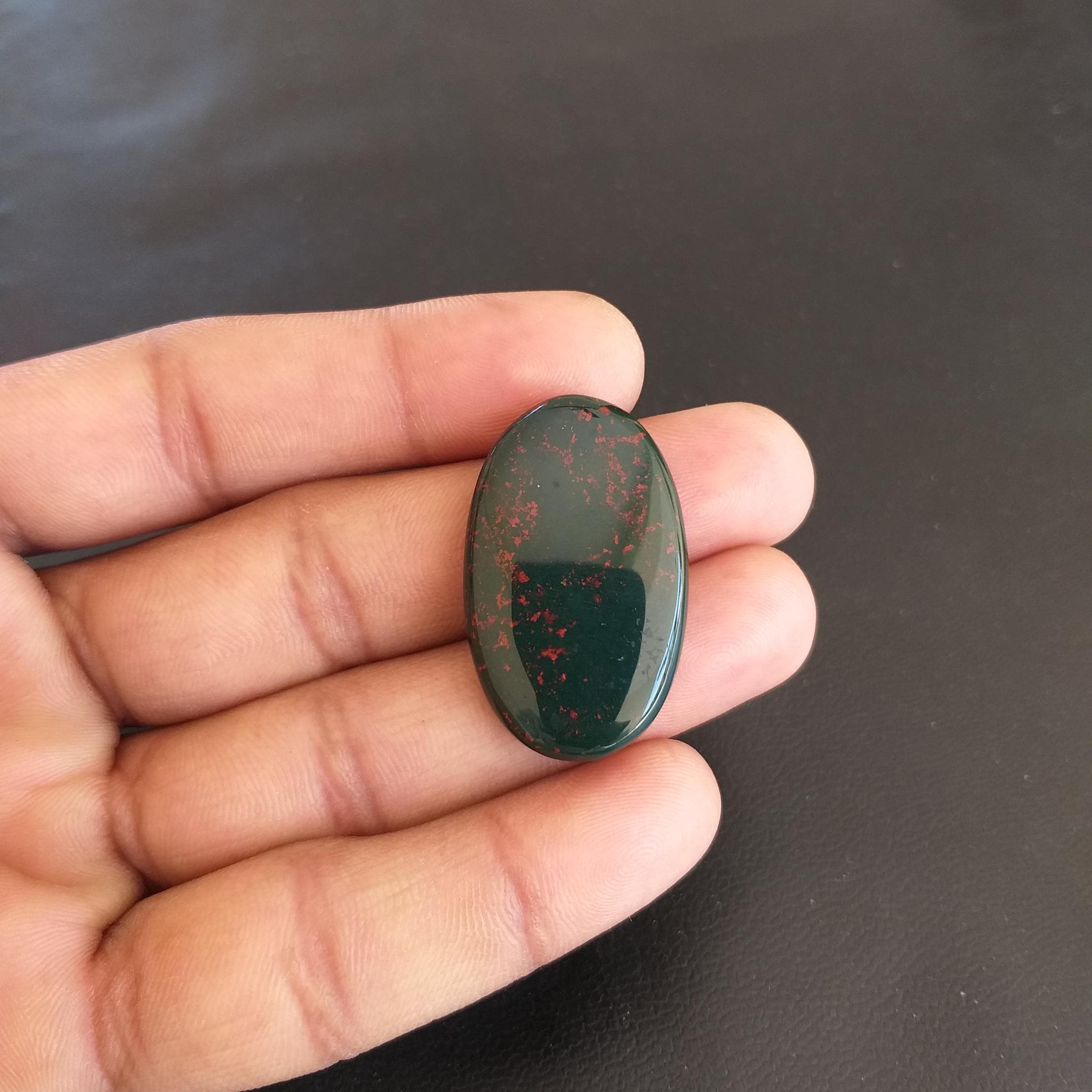 Oval Bloodstone Cabochon: 37.5 Carat Gemstone (35x22x6 Mm Oval Bloodstone Cabochon: 37.5 Carat Gemstone (35x22x6 Mm