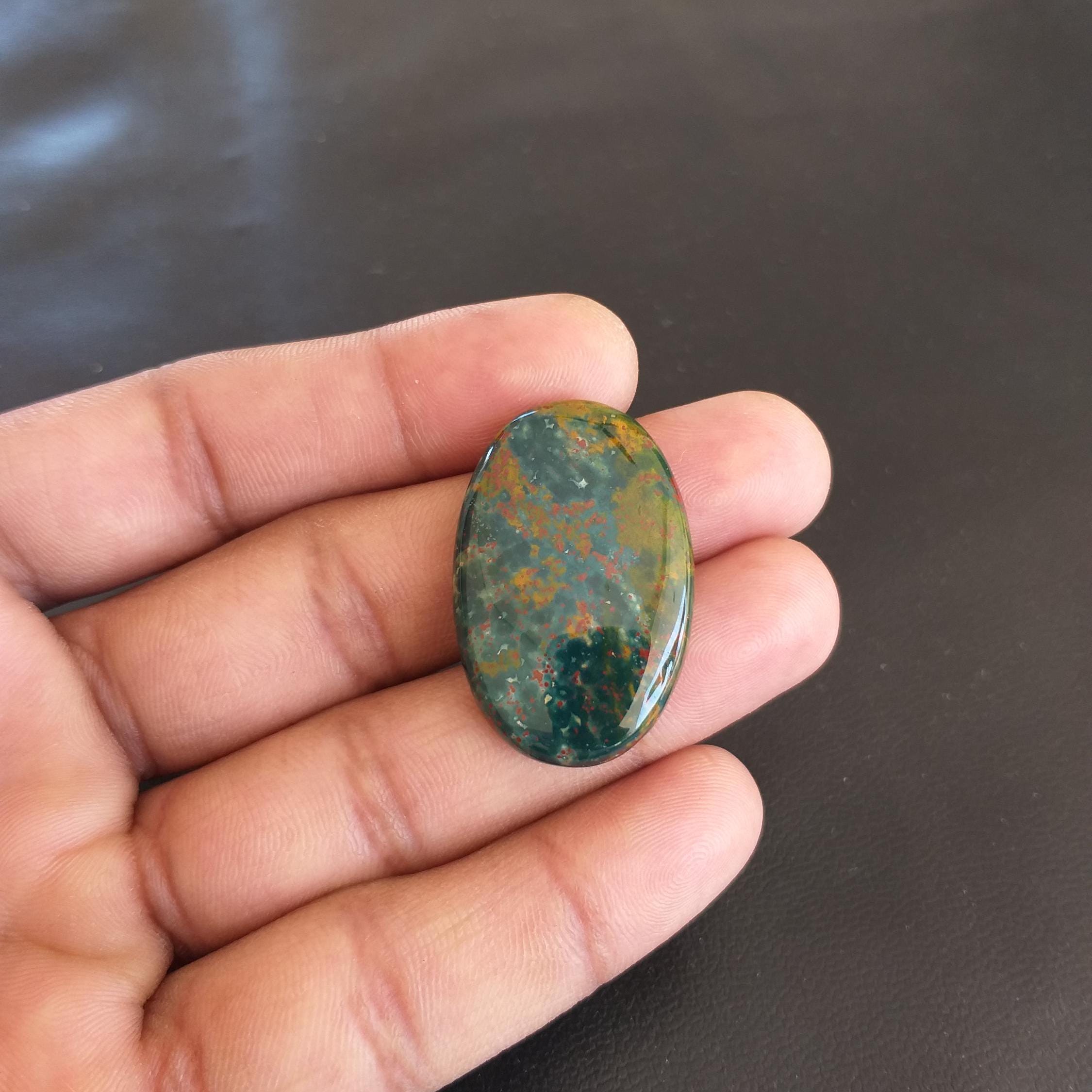Oval Bloodstone Cabochon: 42.5 Carat Gemstone, 35x23x6 Mm