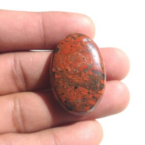 Oval African Bloodstone Cabochon: 52.7 Carat Gemstone (35x24x8 MM