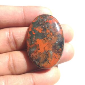 Oval African Bloodstone Cabochon: 60.1 Carat Gemstone (41x28x6 MM