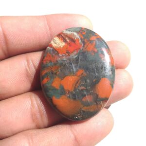 Oval African Bloodstone Cabochon: 68.3 Carat Gemstone Pendant (44x34x5 MM)