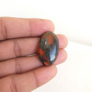 Oval African Bloodstone Cabochon: AAA Grade Gemstone, 32x20x7 MM
