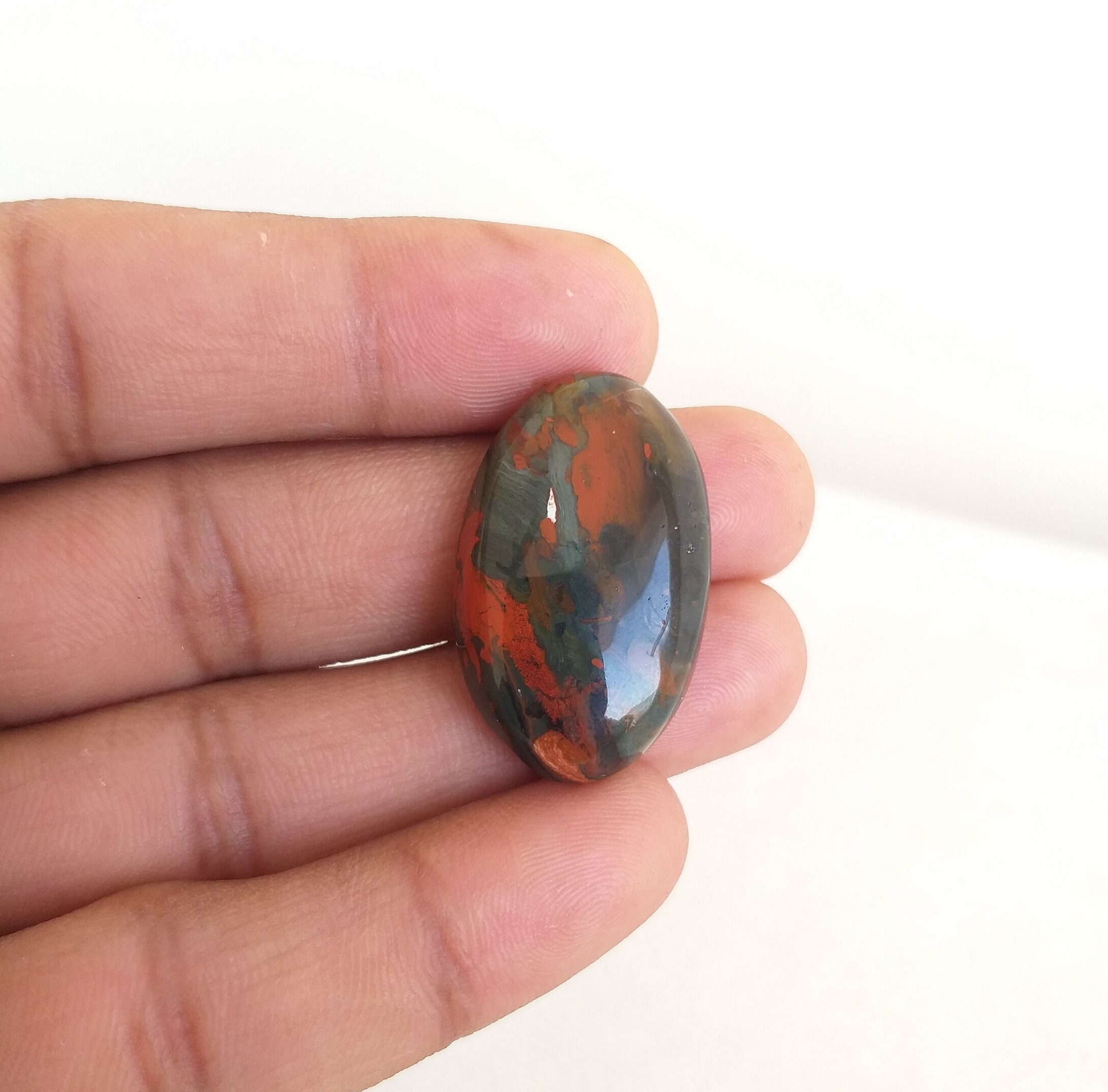 Oval African Bloodstone Cabochon: Aaa Grade Gemstone, 32x20x7 Mm