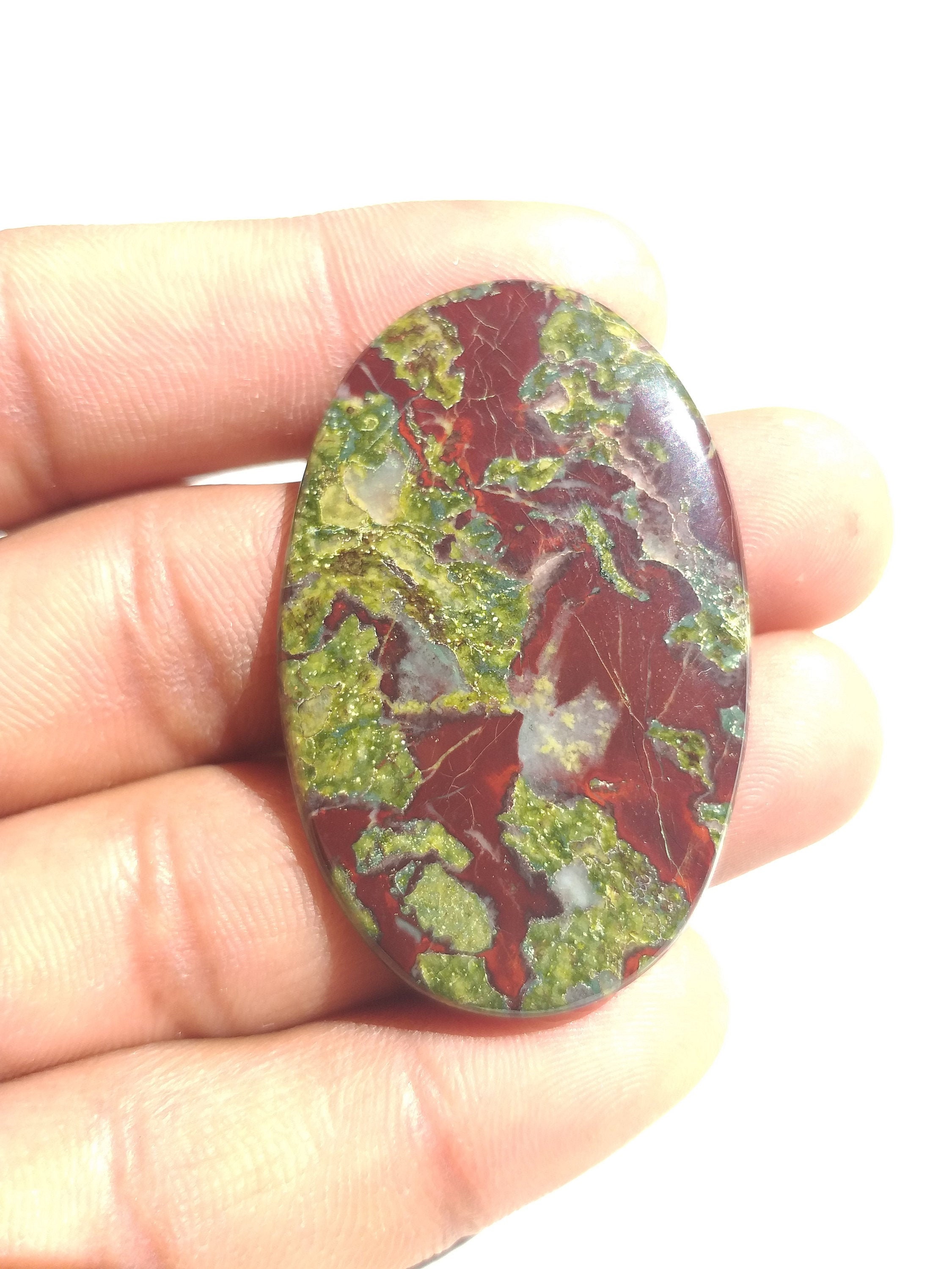 Oval Dragon Blood Stone Cabochon, Pendant Gemstone (47x30x4 Mm)