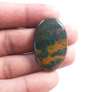 Bloodstone Cabochon: Oval Gemstone for Silversmith Pendant (35x23x4 MM)
