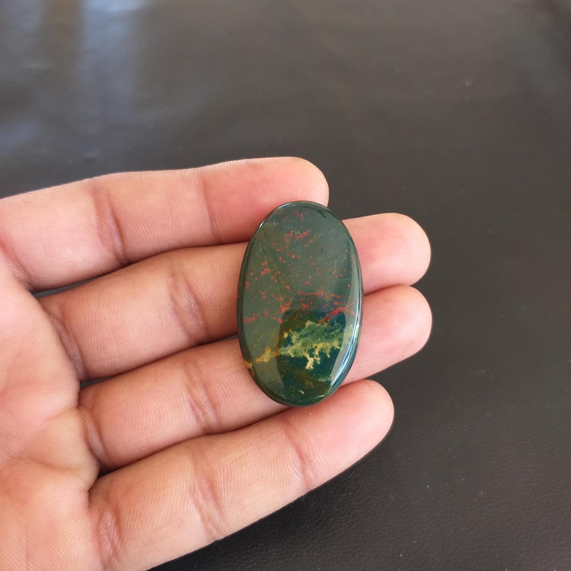 Oval Shape Bloodstone Cabochon: 45 Carat Gemstone (40x24x5 Mm Oval Shape Bloodstone Cabochon: 45 Carat Gemstone (40x24x5 Mm