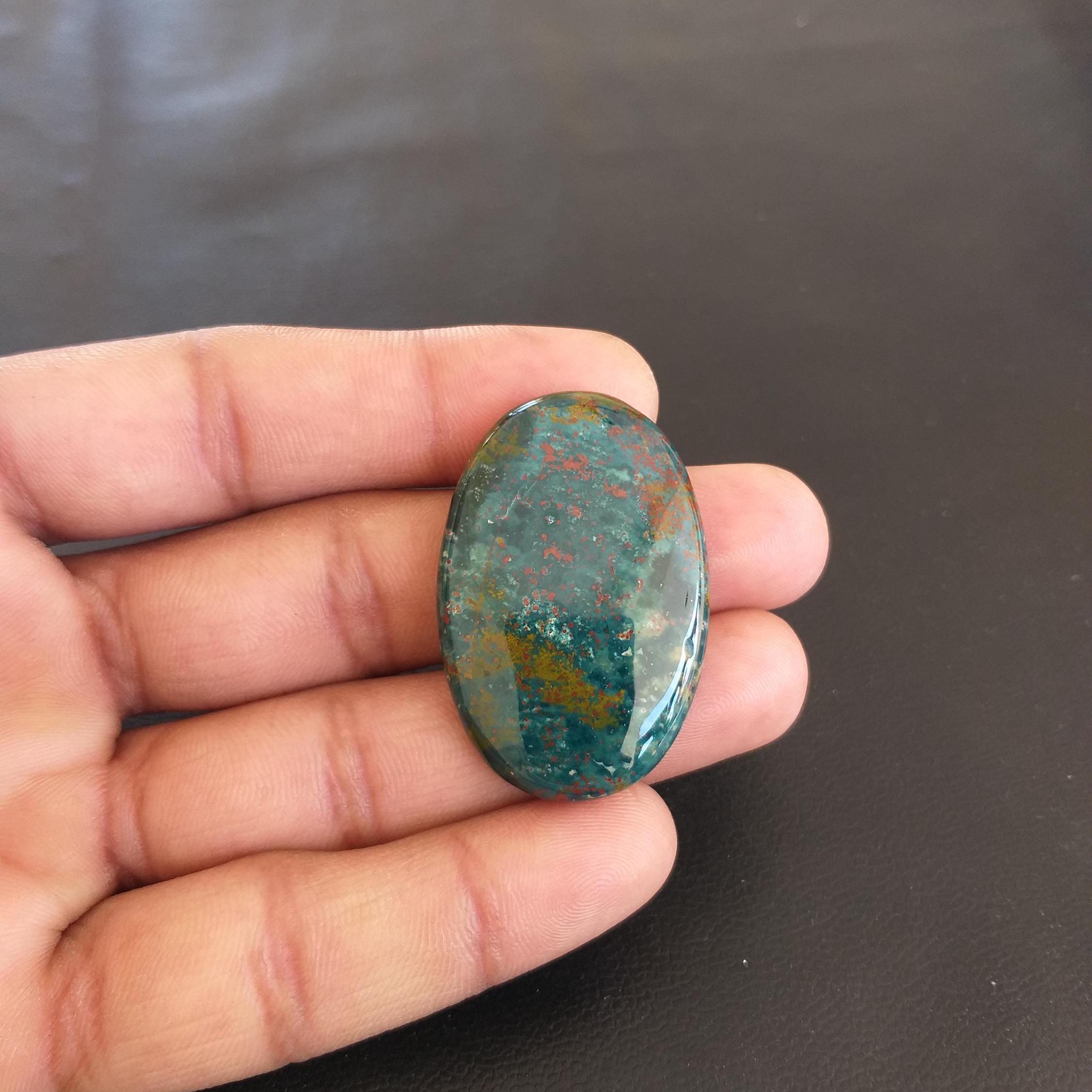 Bloodstone Cabochon: Oval Shape 60 Carat Gemstone (42x28x6 Mm