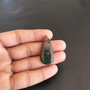 Pear Bloodstone Cabochon: 27.5 Carat Gemstone, 38x17x6 MM