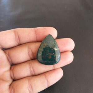 Pear Bloodstone Cabochon: 37.5 Carat Gemstone (34x26x6 MM)