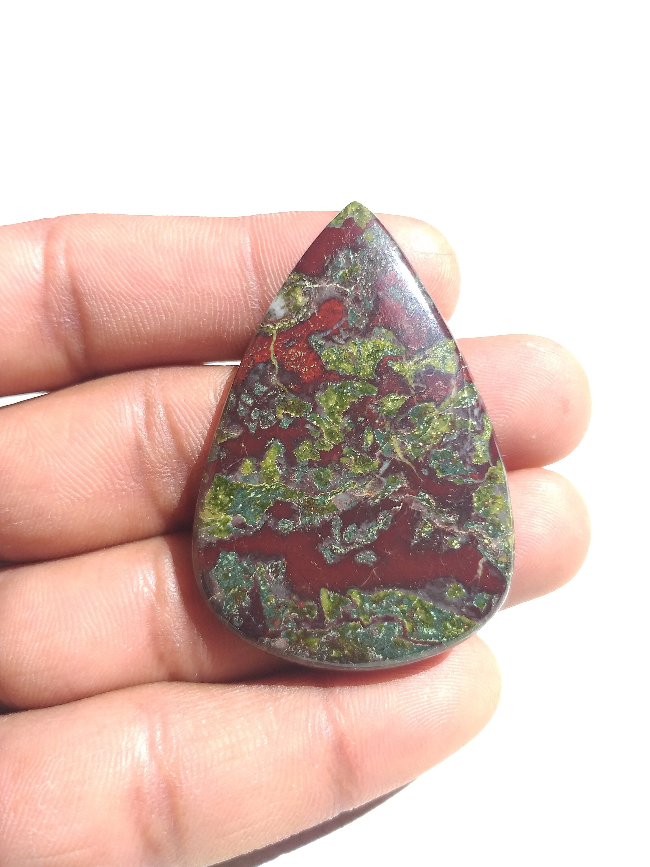 Pear Dragon Blood Stone Cabochon, Aaa Grade (51x35x5 Mm) Pear Dragon Blood Stone Cabochon, Aaa Grade (51x35x5 Mm)