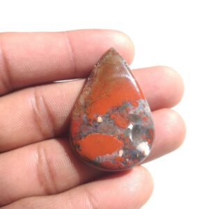 Pear Shape African Bloodstone Cabochon: 40.9 Carat Gemstone