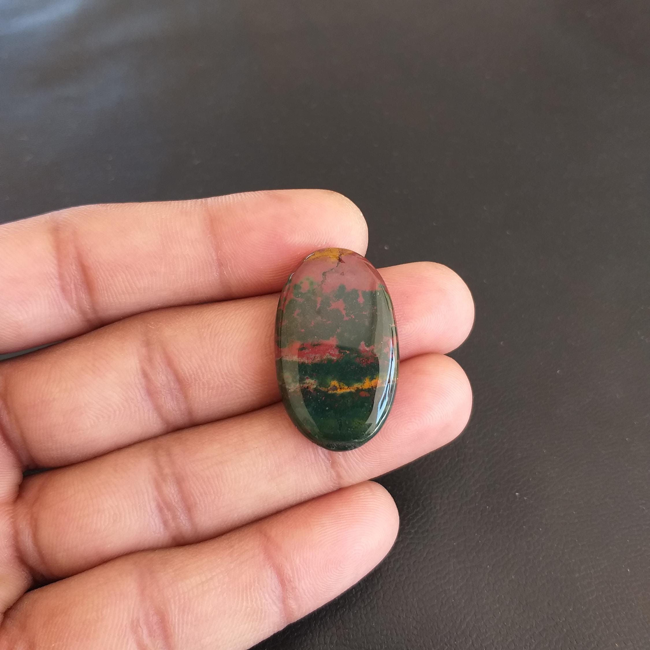 Polished Bloodstone Cabochon: 25 Carat Oval Shape Gemstone (31x19x5 Mm Polished Bloodstone Cabochon: 25 Carat Oval Shape Gemstone (31x19x5 Mm