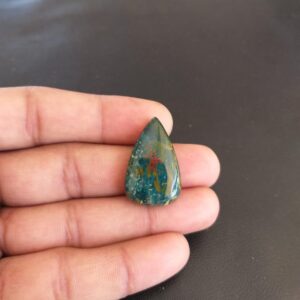 Polished Bloodstone Cabochon: 27.5 Carat Pear Shape Gemstone, 29x18x7 mm