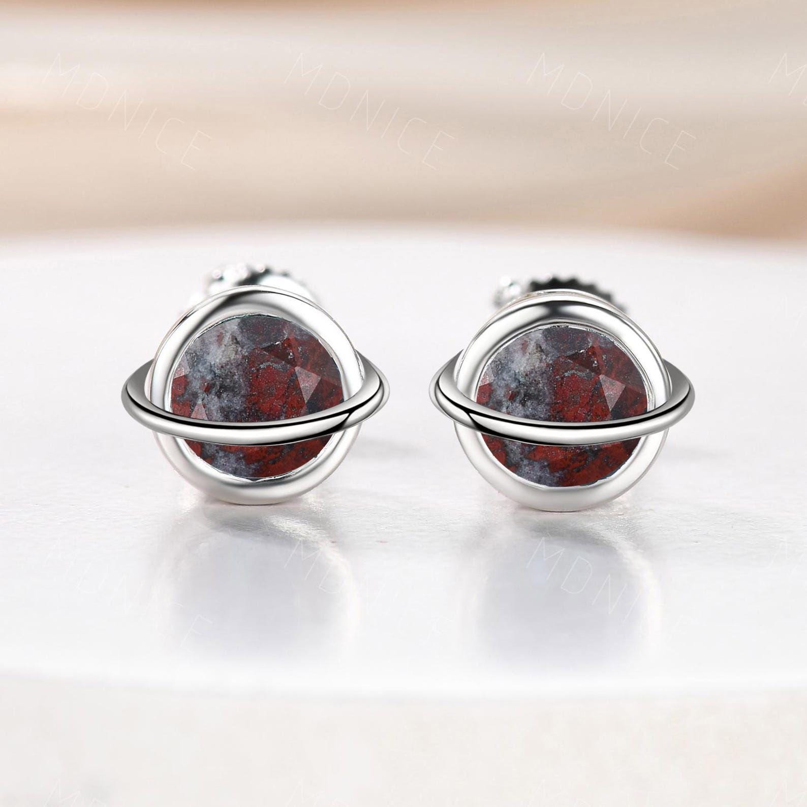 5mm Round Natural Bloodstone Stud Earrings Sterling Silver Bezel Planet Studs Minimalist Solitaire Gemstone Earrings Celestial Jewelry 5mm Round Natural Bloodstone Stud Earrings Sterling Silver Bezel Planet Studs Minimalist Solitaire Gemstone Earrings Celestial Jewelry