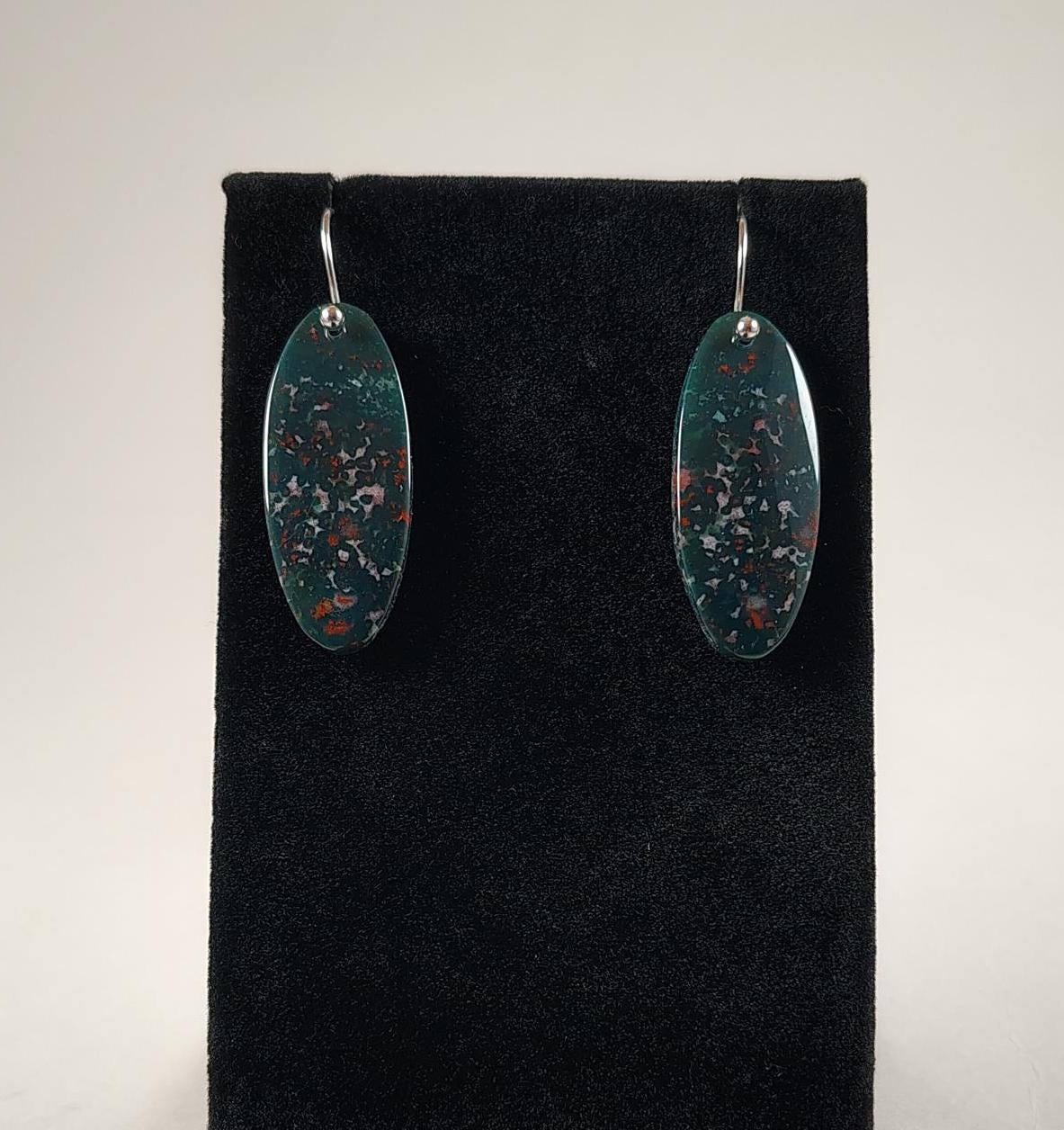 Bloodstone And Sterling Silver Earrings Handmade By Chris Hay