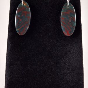 Bloodstone and Sterling Silver Earrings Handmade by Chris Hay