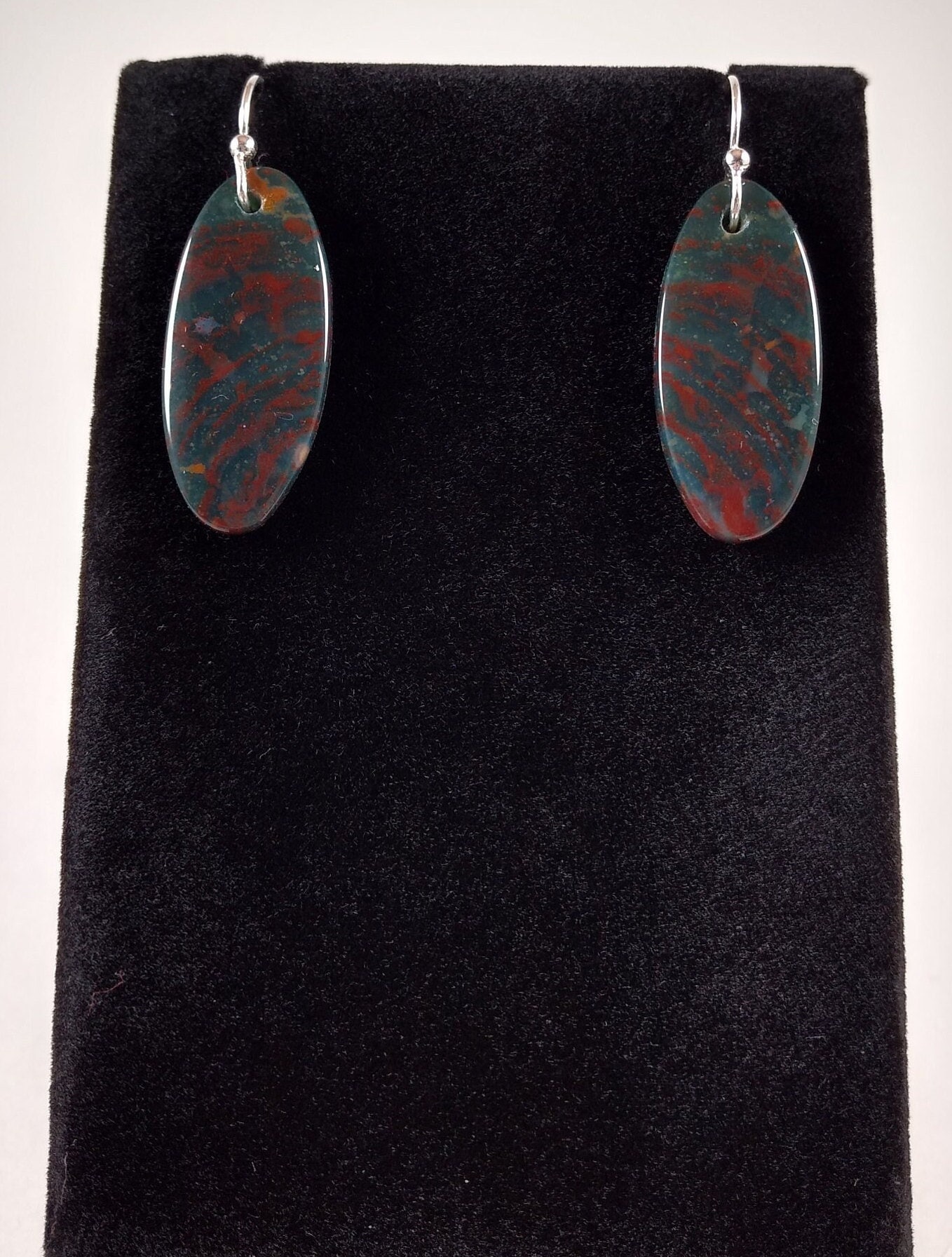 Bloodstone And Sterling Silver Earrings Handmade By Chris Hay