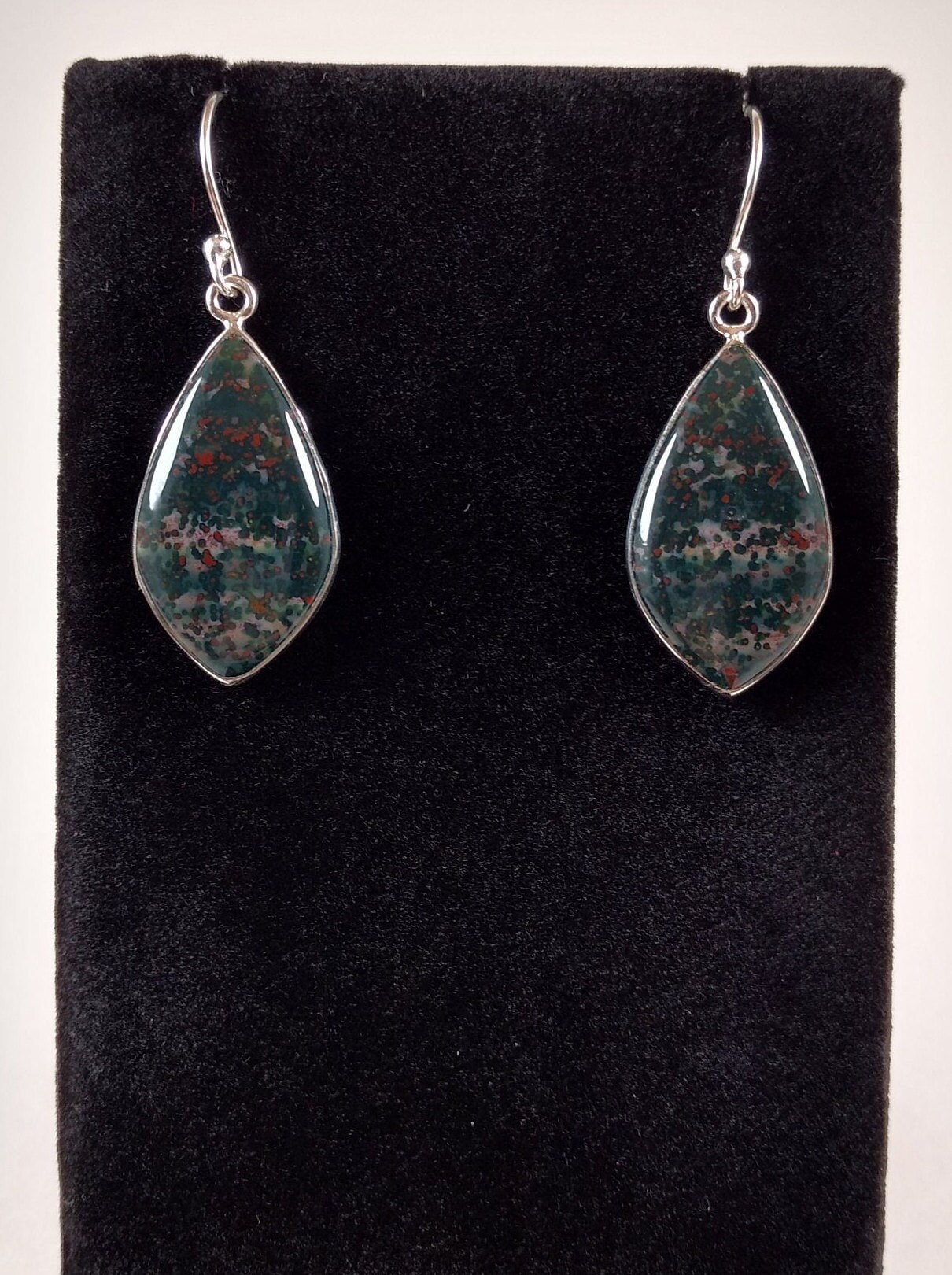 Bloodstone And Sterling Silver Earrings Handmade By Chris Hay