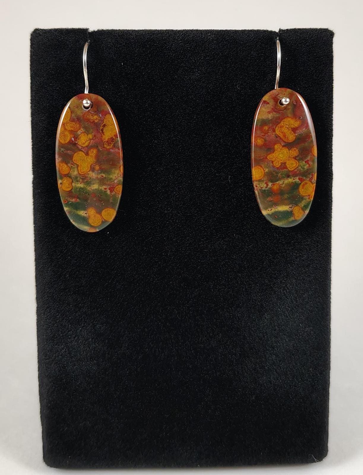 Bloodstone And Sterling Silver Earrings Handmade By Chris Hay