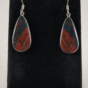 Bloodstone and Sterling Silver Earrings Handmade by Chris Hay