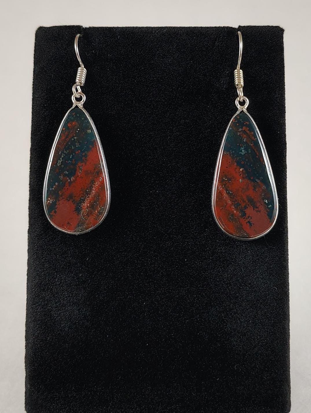 Bloodstone And Sterling Silver Earrings Handmade By Chris Hay Bloodstone And Sterling Silver Earrings Handmade By Chris Hay