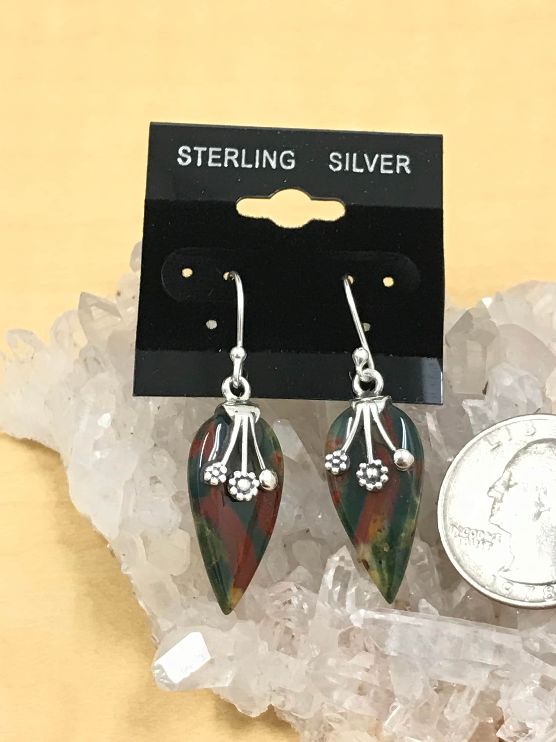 Blood Stone Jasper Charm Earrings