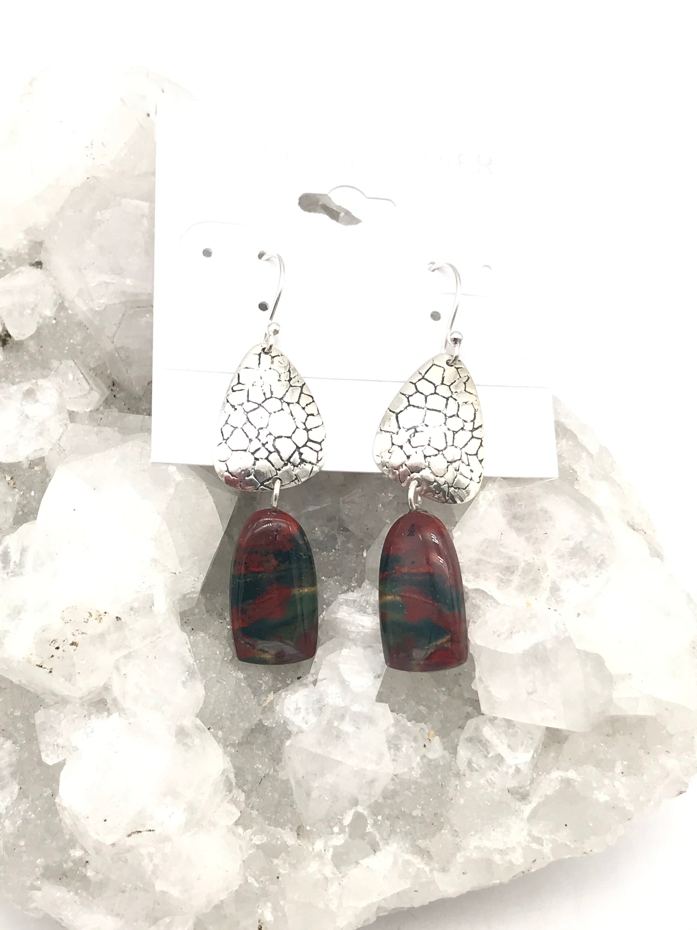 Blood Stone Jasper Charm Earrings Blood Stone Jasper Charm Earrings