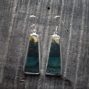 Green Bloodstone 925 Silver Drop Earrings, Natural Gemstone