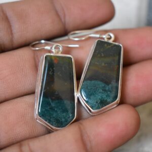 Handmade 925 Silver Natural Bloodstone Earrings