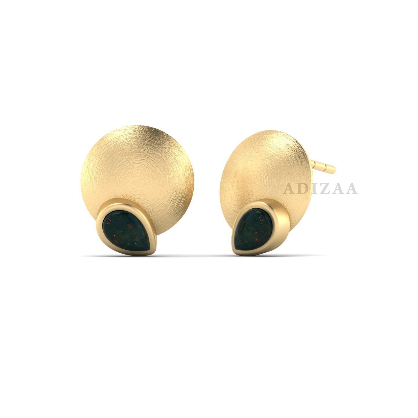 Pear Shape Bloodstone Stud Earrings, High Quality Gold Finish Earring, Wedding Gift For Her, Women Studs, Gold Filled Earrings, Gift For Her