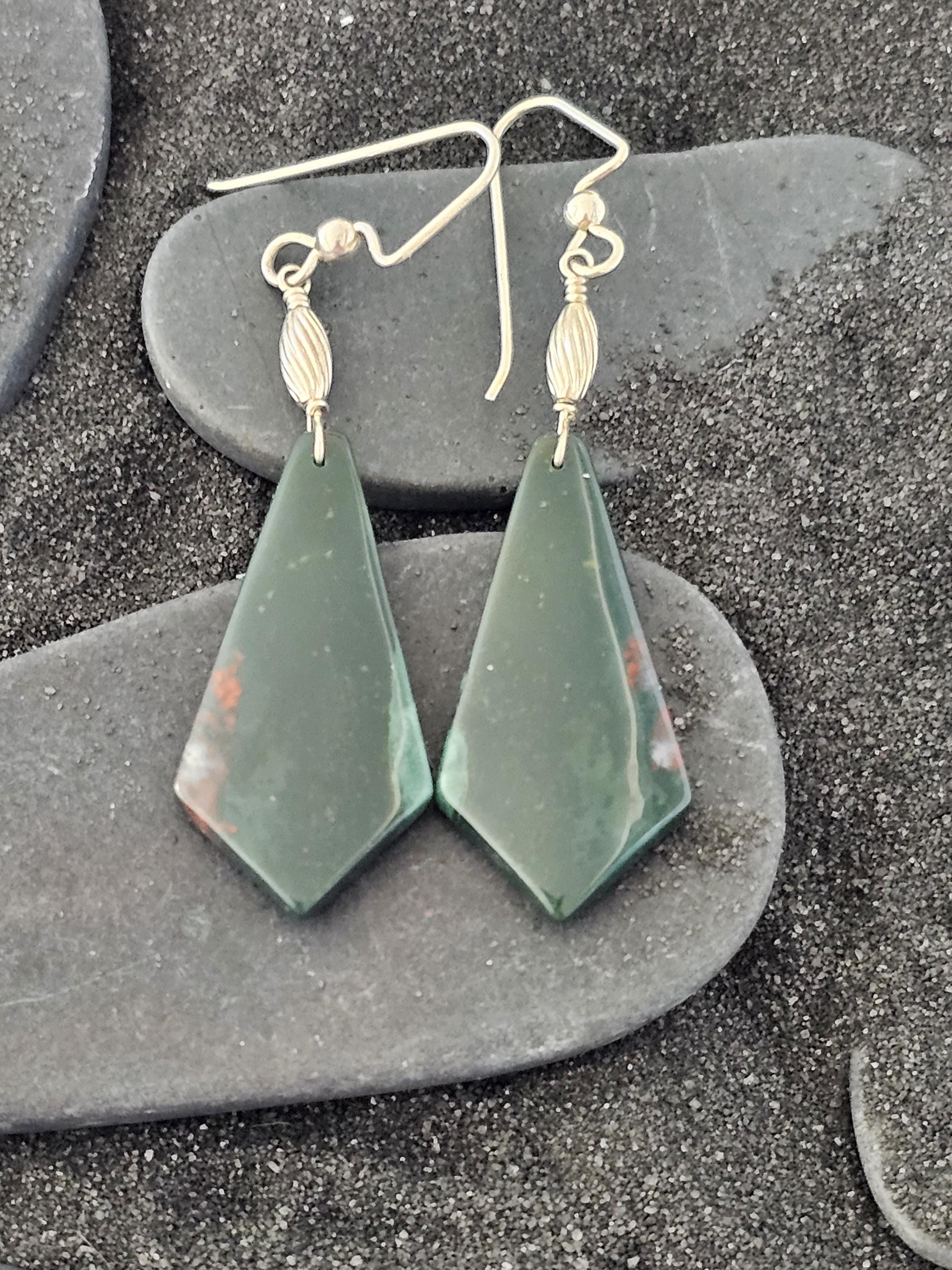 Sterling Silver Bloodstone Earrings
